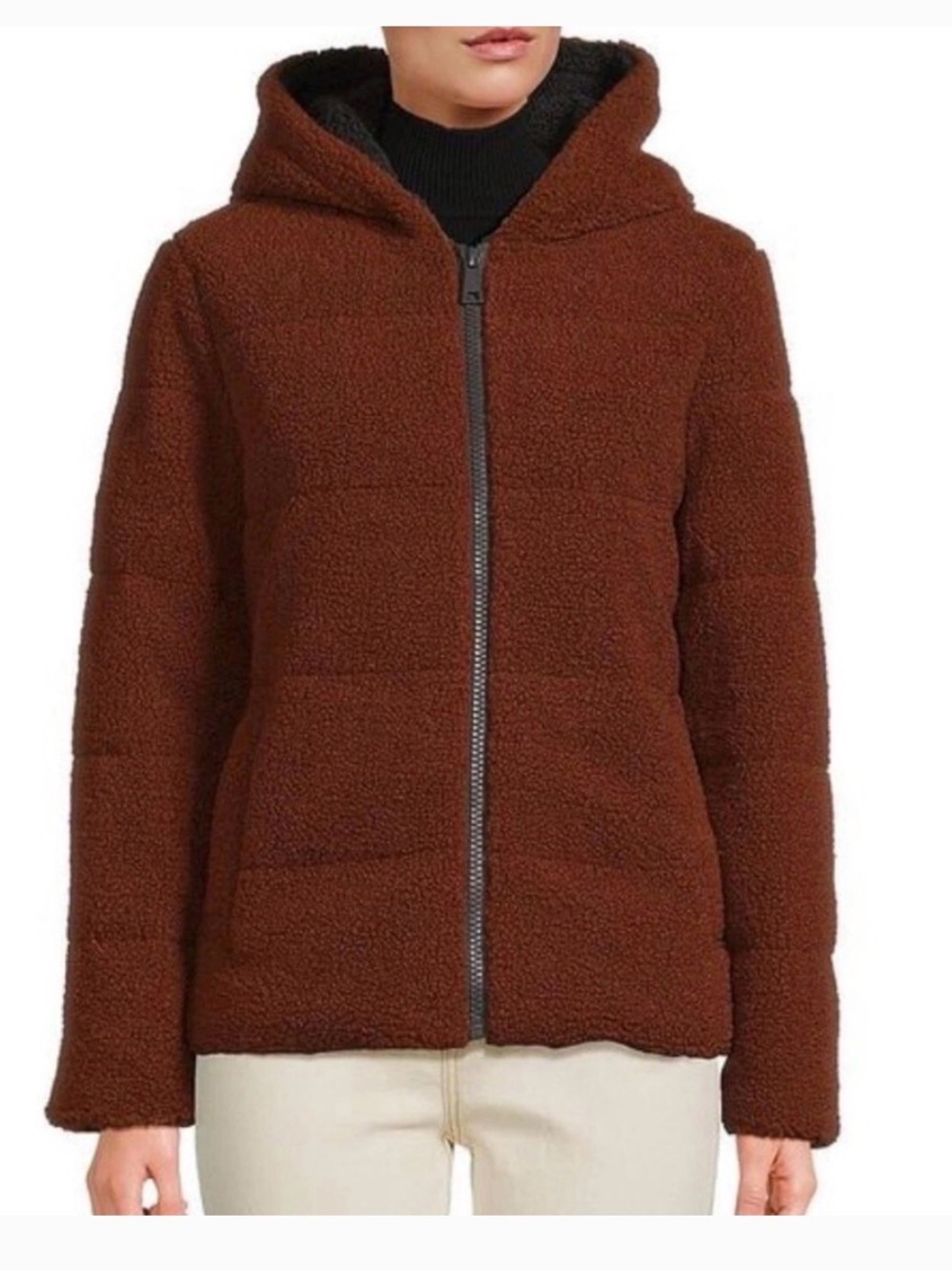 NVLT Brown Hooded Teddy Zip Jacket